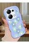 Redmi Note 13 Pro 4g Compatible Case Camera Protector Blue Silicone Couple Phone Case Floral Pattern