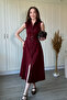 Polo Collar Belted Padded Midi Shirt Dress - 2