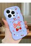 iPhone 14 Pro Compatible Case Camera Protector Blue Silicone Couple Phone Case Strawberry Pattern