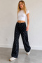 Women's High Waist Polka Dot Wide Leg Jeans - 2
