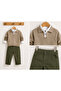 Mct Baby Premium Knitwear Shirted Boy's Combination Set – Beige Top Khaki Pants - 3
