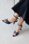 Willow Women's Heeled Satin Sandals Navy Blue - 2