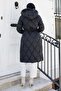 Loren Belted Hooded Quilted Coat Black 6158 - 6