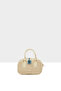 Cream Women's Straw Decorated Cylinder Bag M000008800 - 3