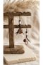 Authentic White Mother-Of-Pearl and Leather Detailed Earrings - 3