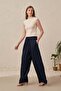 Navy Blue Elastic Waist Lyosel Trousers - 2