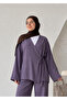 Anthracite Double-Breasted Collar 100% Cotton Tie-Up Kimono - 2Y0033 - 3
