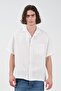 Short Sleeve White Linen Shirt with Pockets - 4