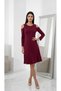Kadon Off-The-Shoulder Three-Quarter Sleeve Crew Neck Comfortable Fit Sporty Stylish Knitted Viscose Dress - 4