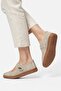 Zeno Leaf Women's Beige Velcro Strap Cloud Sole Daily Ballet Flats - 3