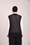 Women's Black Knitwear Openwork Woven Seasonal Vest - 4