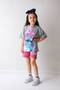 Stitch Printed Cotton Pink Shorts Girls' Set - 2