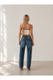 Women's Green Tint Washed Stone Detailed Boyfriend Mom Jeans Denim Trousers - 4