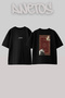 Hali at Guvercin Design Back Printed Cotton Black Oversize T-Shirt