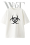 Biohazard Symbol Design Printed Unisex White Oversize T-Shirt