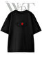 Red Star Eye Design Printed Unisex Black Oversize T-Shirt