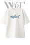 Shark Text Design Printed Unisex White Oversize T-Shirt
