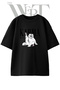 Karma Cat Design Printed Unisex Black Oversize T-Shirt