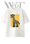 Graphic Giraffe Design Printed Unisex White Oversize T-Shirt