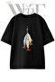 Balik Susu Design Printed Unisex Black Oversize T-Shirt