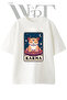 Karma Cat Design Printed Unisex White Oversize T-Shirt