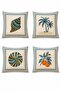Framed Objects Patterned 4-Piece Throw Pillow Cover Set - 3