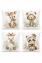 Baby Animal Friends Patterned 4-Piece Children's and Baby Pillowcase Set - 3