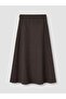 Lcw Modest Brown Flared Skirt with Zipper at the Waist - 3