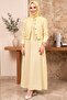 Women's Lemon Yellow Jacketed Suit Modern Cut Modest Dress