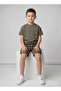 Boys Olive Brown Summer Shorts Set - 5