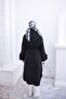 Black Oversized Tunic with Waist Belt and Pockets - 4