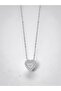 Silver Color Zircon Stone Heart Solitaire Necklace - 2