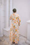 Orange Half Buttoned Sleeves Elastic Skirt Layered Dress - 4