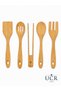 Natural Bamboo 5-Piece Kitchen Utensil Set Serving Spoon and Fork Spatula Tongs Bamboo Set