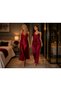 Burgundy Satin Lace Nightgown and Pajama Set 2-Piece Set - 2