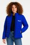 Women's Micro Water Repellent Quilted B Printed Lined Zippered Bomber Coat - S Cobalt Blue