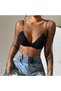 Women's Stone Embellished Transparent Mesh Blouse with Crop Bustier, Long Sleeves, Shiny Look, Stylish Festival and Party Top, Black