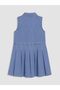Lcw Kids Indigo Shirt Collar Pleated Girls Jean Dress - 5