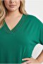 Women's Plus Size Short Sleeve V-Neck Stone Detailed Blouse 2051-26 - 2