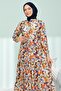Orange Half Buttoned Sleeves Elastic Skirt Layered Dress - 2