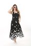 Women's Summer Buckle Strap Lycra Viscose Black and White Butterfly Patterned Stylish Dress - 6
