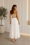 Women's White Gathered Crinkle Linen Textured Bohemian Pinterest Long Skirt - 4