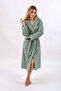 Bamboo Jacquard Striped Luxury Hooded Bathrobe, Velvet Outside, Bamboo Soft Inside, Unisex - 3