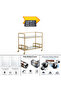 2 Tier Serving Trolley with Clear Glass Shelves, Welded Metal Frame Bar Cart with Lockable Wheels, Rolling Kitchen Cart, Modern Tea Coffee Drink Service Cart - 3