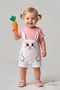 Baby Girl Shorts Jumpsuit with Rabbit Figure, 100% Cotton Summer Jumpsuit, Daily Baby Jumpsuit, 0-9 Months - 5