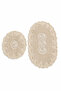 Liana 2-Piece Lace-Lined Non-Slip Leather-Based Oval Bath Mat Set with Lace and Washable Bath Mat - 2
