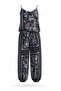 Navy Blue Patterned Blouse Trousers Set