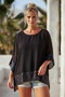 Italian Black Pool Collar 3/4 Sleeve Lined Sequined Casual Silk Woven Blouse 77 70 - 4