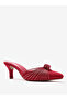Red Suede Knotted Stiletto Mules - 2