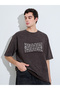 Brown Acid Wash Graphic Print Oversized T-Shirt - 3